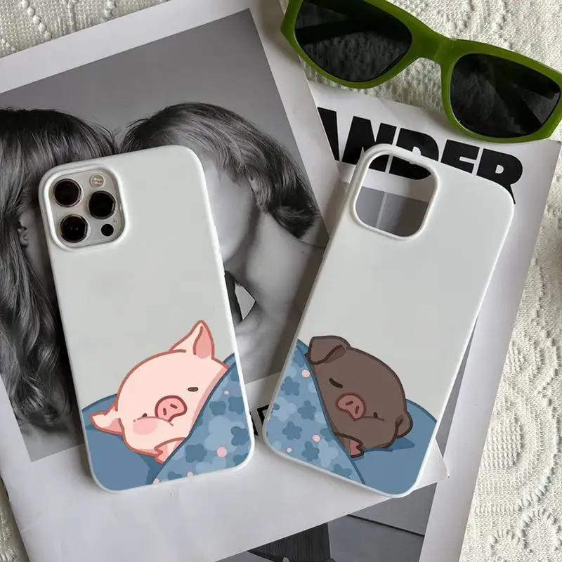 

Cute Pink Pig Cartoon Phone Case Candy Color for iPhone 14 11 12 13 mini pro X XS XR MAX Plus
