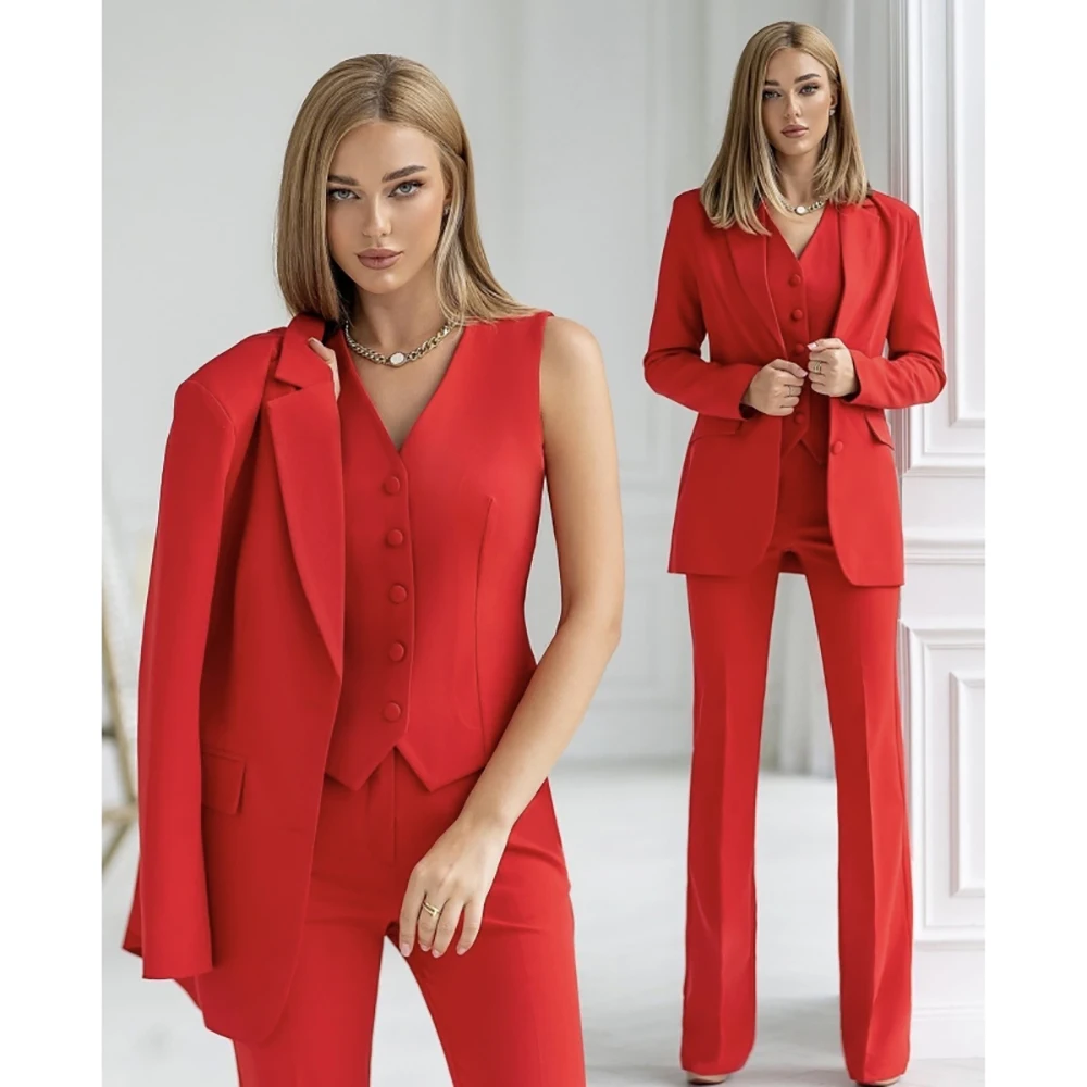 New Women's Suit 3-piece Slim Luxury Custom Dress Short Sets Chic and Elegant Woman Pants Set Dresses for Prom Combi-pants Pant