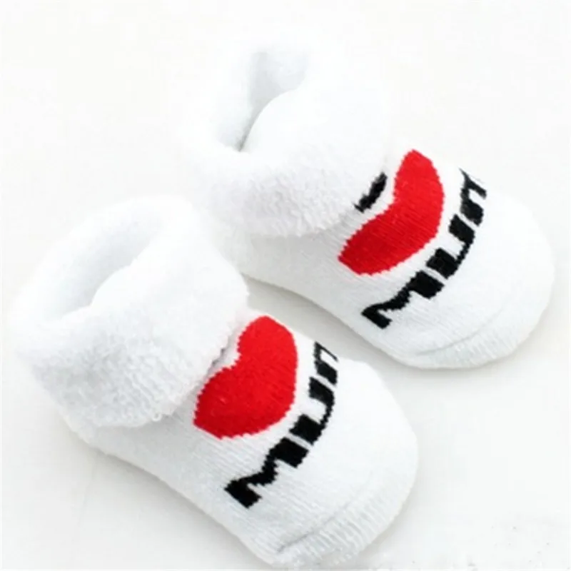 

100% Cotton Baby Socks Rubber slip-resistant Floor Socks Love Dad Love Mum Cartoon Kids Socks