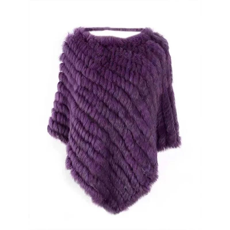 New Winter Solid Color Rabbit Fur Tassel Coat Women Fashion Warm Fur Coats Outerwear Fake Fur Shawl Knit Women Clothing