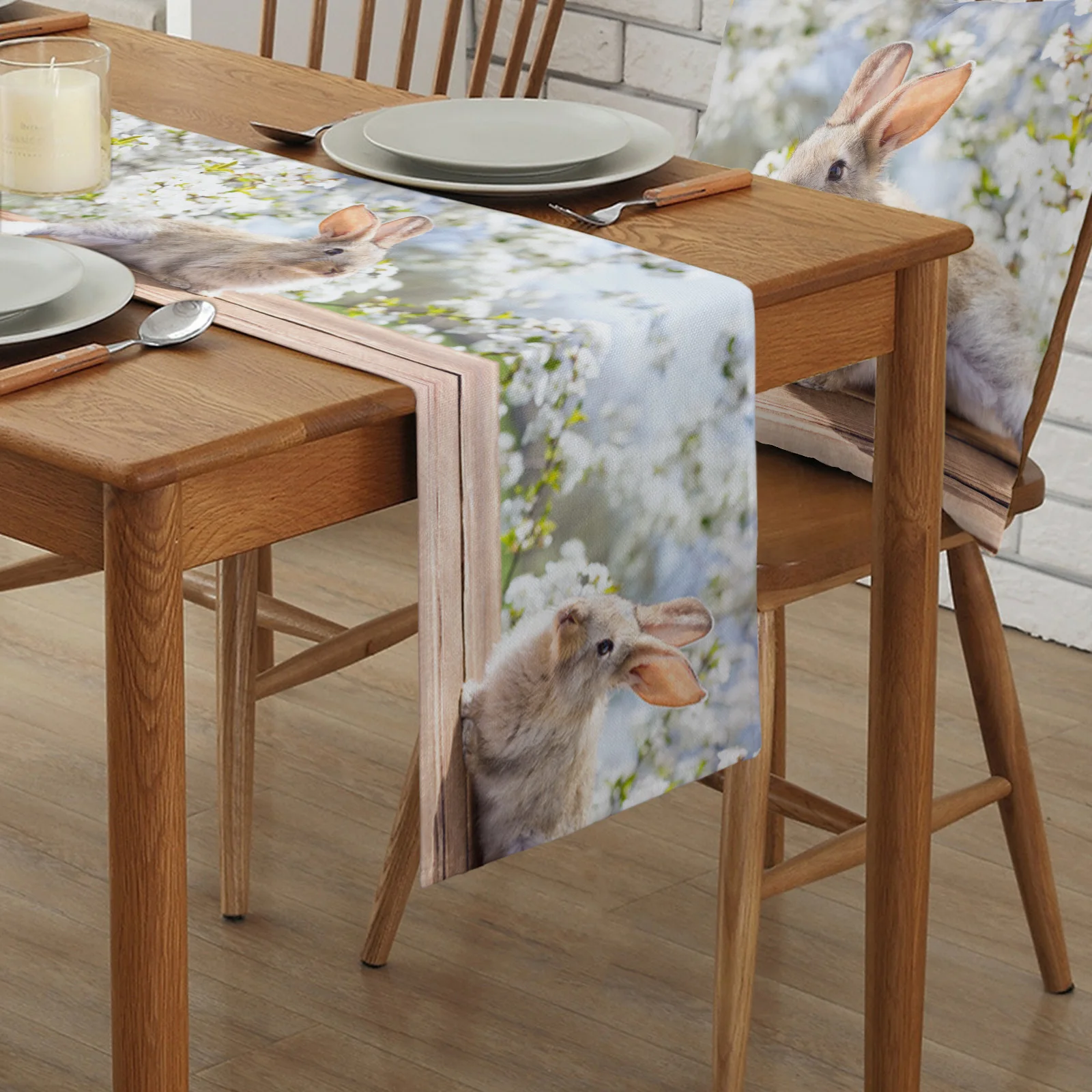 Пасхальный кролик цветок персика картина маслом украшение для стола домашний