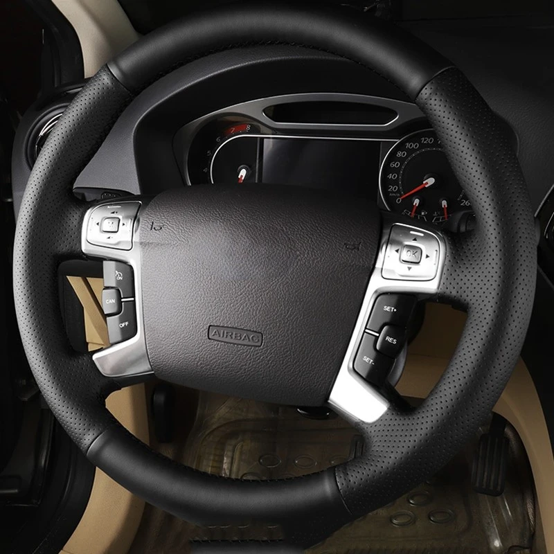 

Чехол на руль автомобиля, нескользящая искусственная кожа для Ford Mondeo 2007-2014 Galaxy 2006-2015 S-Max 2006-2014, автомобильные аксессуары