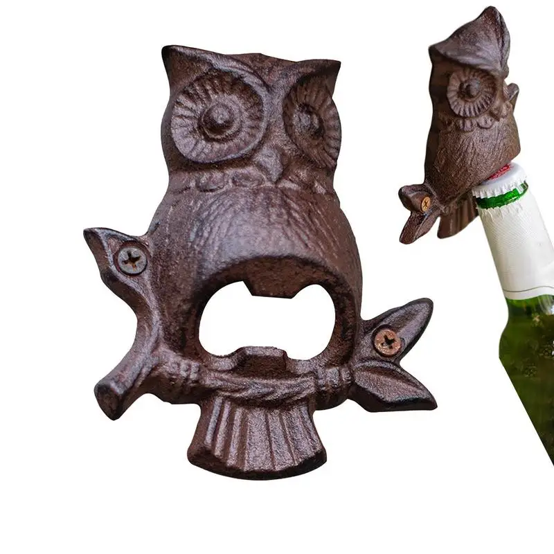 

Wall Bottle Opener Cast Iron Wall Mounted Owl Bottle Opener Sand Casting Decorative Decor Sturdy Antique For Shop Garden Home