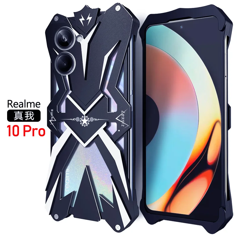 Original Zimon Luxury Thor Heavy Duty Armor Metal Aluminum Mobile Phone Case Covers For Oppo Realme 10 Pro +plus Cover Cases