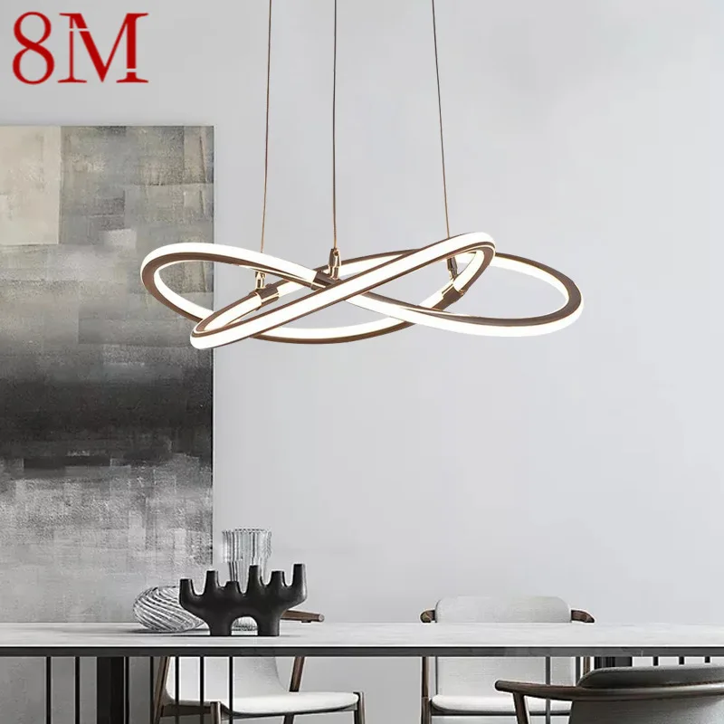 

8M Modern Pendant Lamp Creative Simple LED Nordic Linear Ring Art Fixtures For Home Dining Room Bedroom Decor Lights