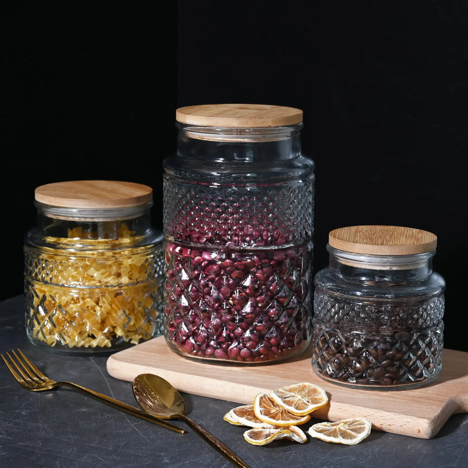 

Glass Storage Jars with Bamboo Lids,Glass Food Storage Canister for Serving Tea, Coffee, Spice, Candy, Cookie