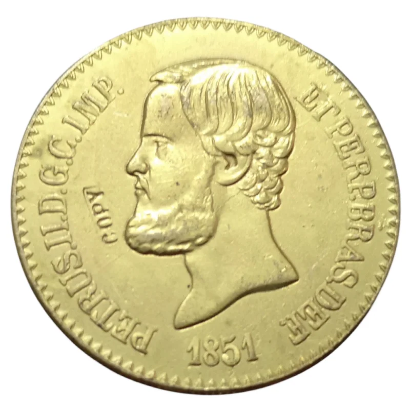Бразилия 20000 рейс-Педро II позолоченная копия монеты (1851 и 1852) 2 даты на выбор