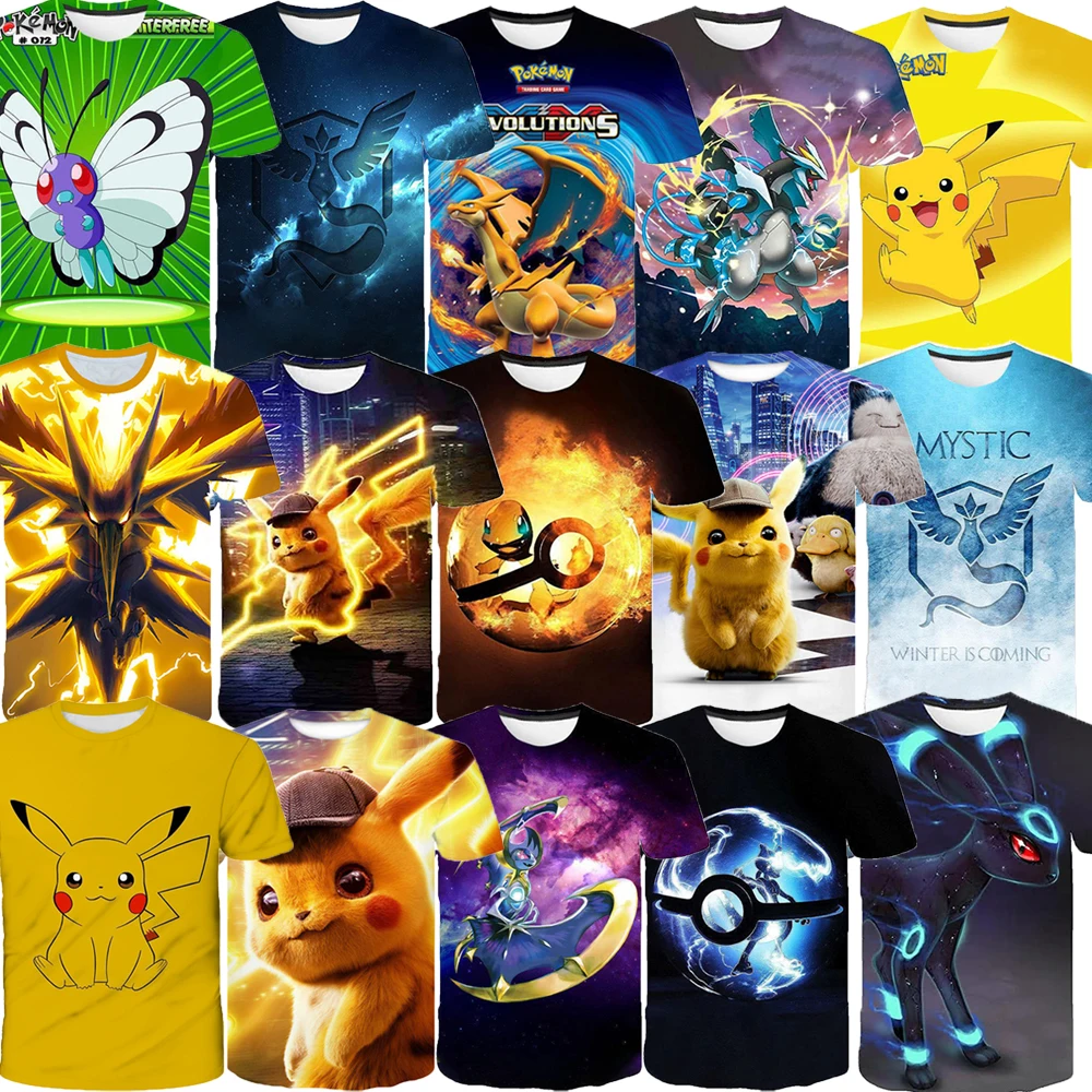 

Pikachu Cosplay Trendy 3D Printing Kawaii Pokemon Anime Pattern Children's T-Shirts Harajuku Tees Cute Style Men Women T-Shirts