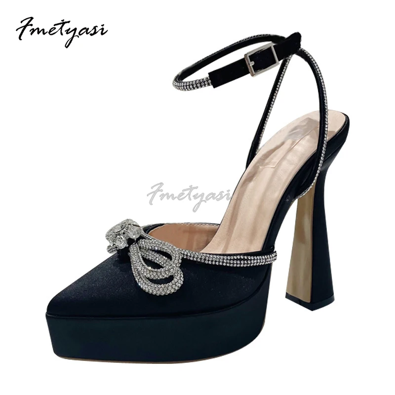 Woman Heels Pointed Toe Summer Fashion 2023 Best Selling Butterfly Platforms Pumps Black Sole Stiletto Hill Elegant Luxury Shoe