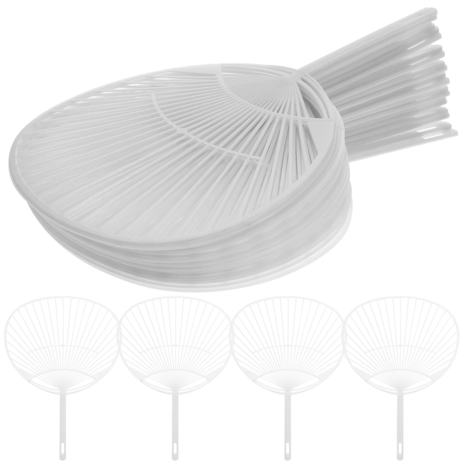 

20pcs Japanese Fan Uchiwa DIY Kit Hand-held Fan Framework for DIY Crafts (White)