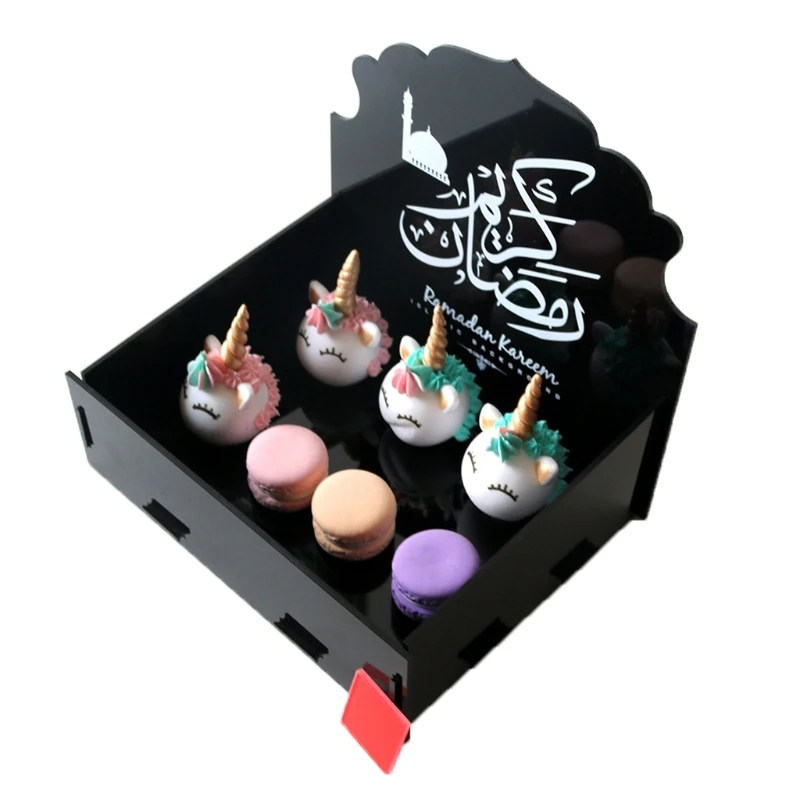 

Eid Mubarak Acrylic Serving Tray Tableware Dessert Food Storage Container Ramadan Muslim Islamic Party Supply