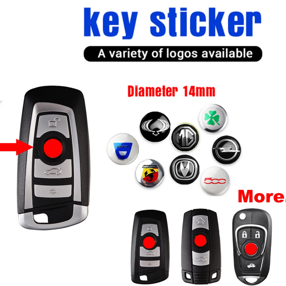 

10pcs 14mm Aluminum Car Badge Remote Key Shell Emblem Sticker For Kia Sportage 4 Rio 3 Picanto K5 Ceed JD Soul Optima Forte etc