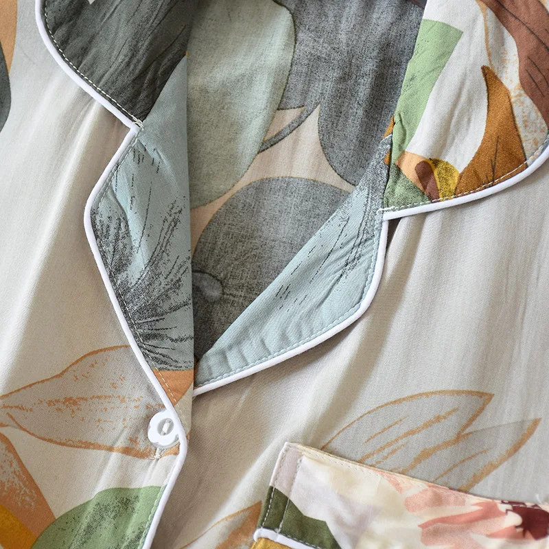 Pajamas  Women's Spring and Summer Comfortable Long-sleeved Trousers Thin Section Cool Home Service Suit Breathable Living Wear