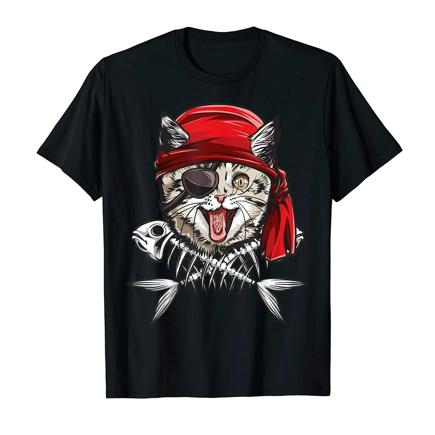 

Skull and Crossbones Jolly Roger Flag. Funny Pirate Cat T Shirt. Short Sleeve 100% Cotton Casual T-shirts Loose Top Size S-3XL