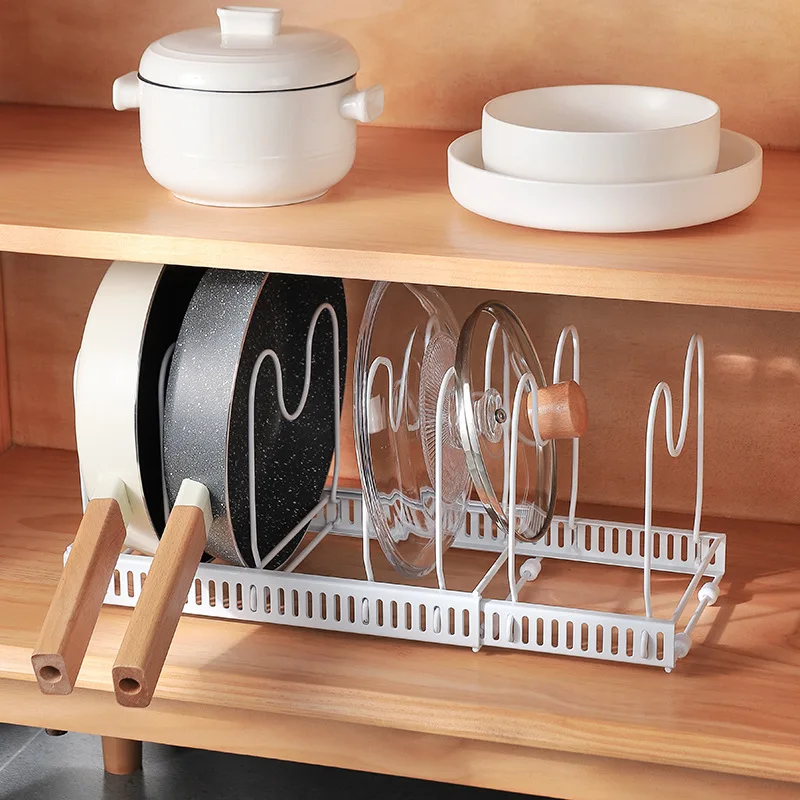 

New Adjustable Kitchen Organizer Rack Kitchen Items Storage Organizer Lid Plate Pot Dry Holder Drain Shelf Cuisine Accessories