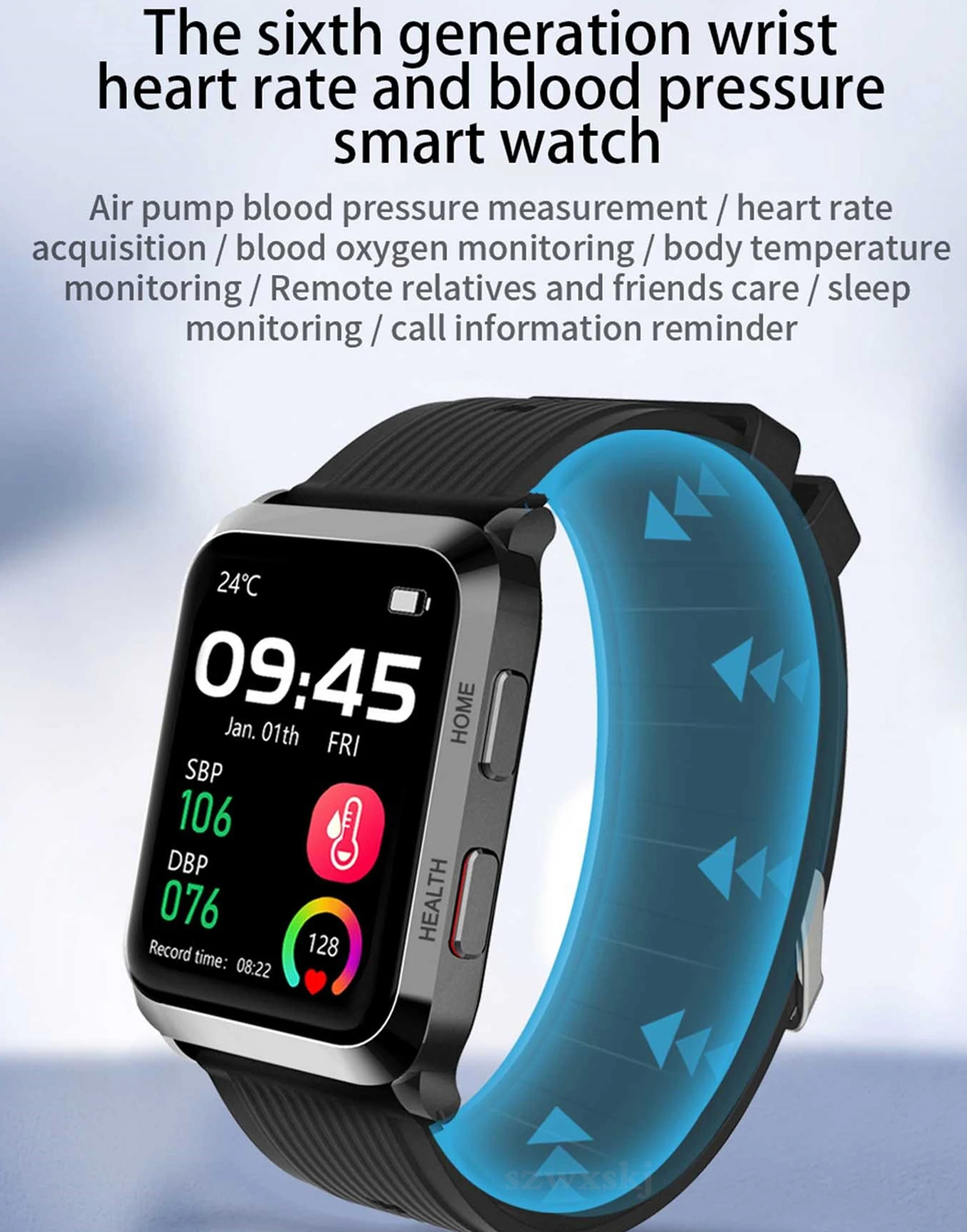 S6T Smart Watch For Men Women Medical Grade Air Pump + Air bag Blood Pressure Body Temperature Heart Rate Elderly Health Watches