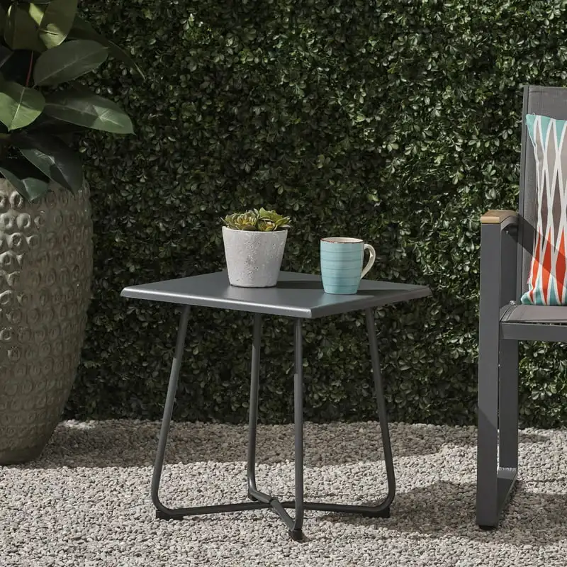 

Outdoor 18" Side Table with Steel Legs, Gray