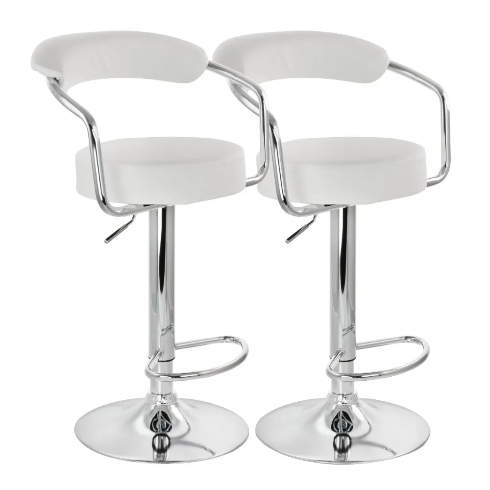

Elama Bar Stool with Adjustable Height & Swivel, White and Chrome, Set of 2
