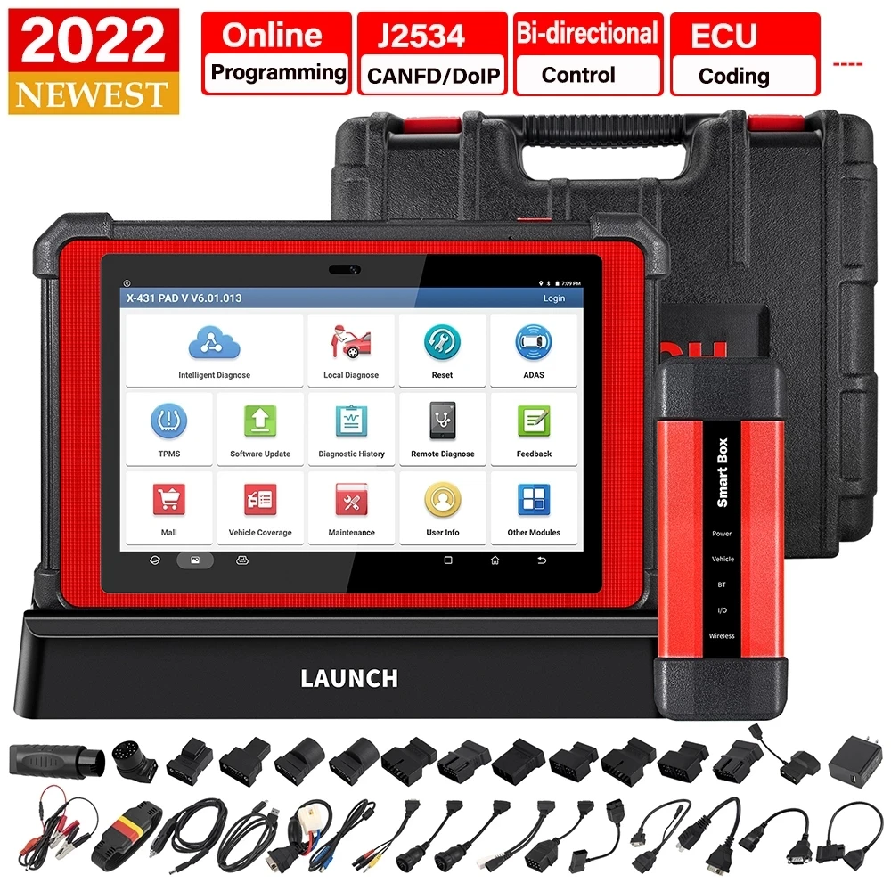 

LAUNCH X431 PAD V Car Diagnostic Tools J2534 CAN FD DolP Online ECU Programming Coding Auto OBD OBD2 Scanner pk X431 V PRO3S+