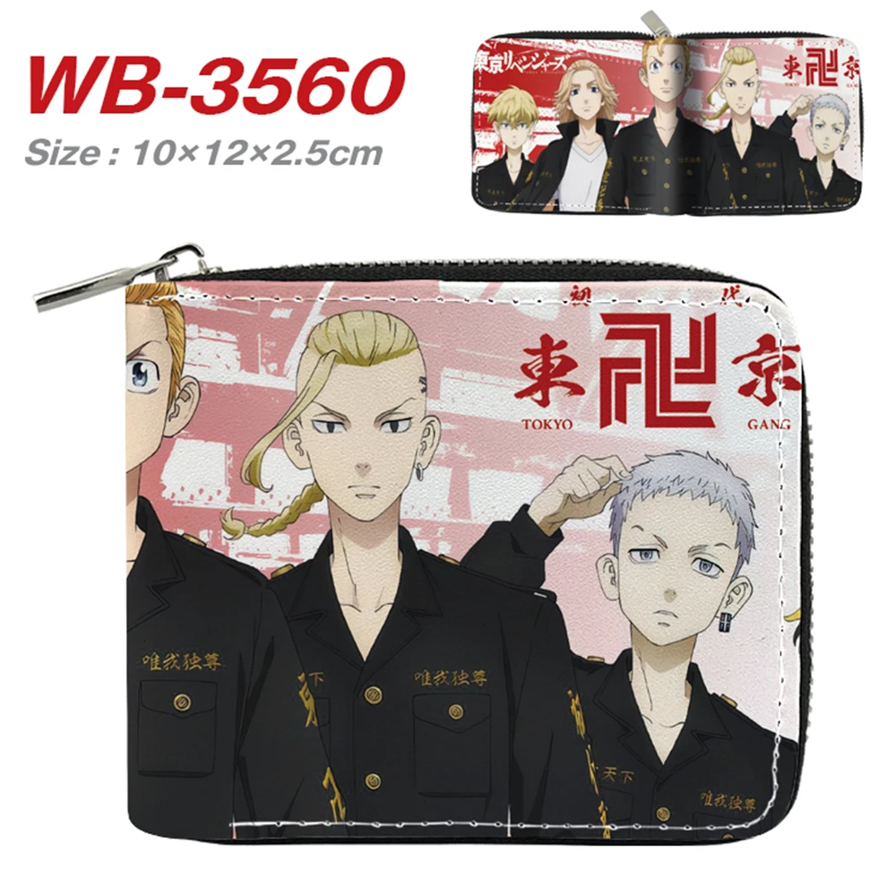 

Anime Tokyo Revengers Pu Print Wallet Coin Pocket Photo Credit Card Holder Teenager Burse Casual Cartoon Zip Short Purses Gift
