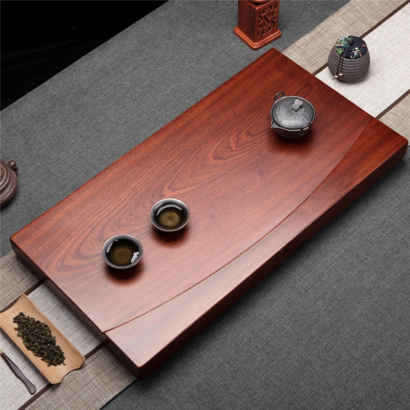 

Wood Gong Fu Tea Tray Chinese Storage Luxury Rectangle Desk Tea Tray Water Absorbed Plateau En Bois Office Accessories YY50TT