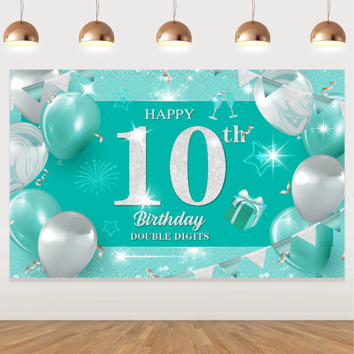 

Teal Blue Happy Birthday Backdrop Turquoise Photography Background for Boys Girls 10th 11th 13th 16th Birthday Party Decorations