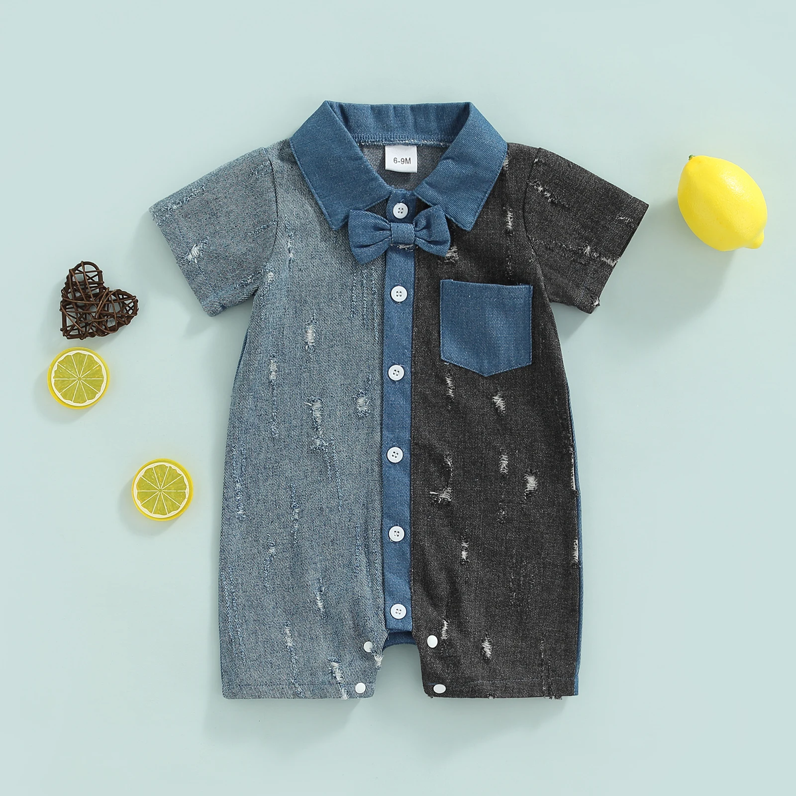 Одежда для маленьких мальчиков джинсовые комбинезоны в стиле пэчворк наряд