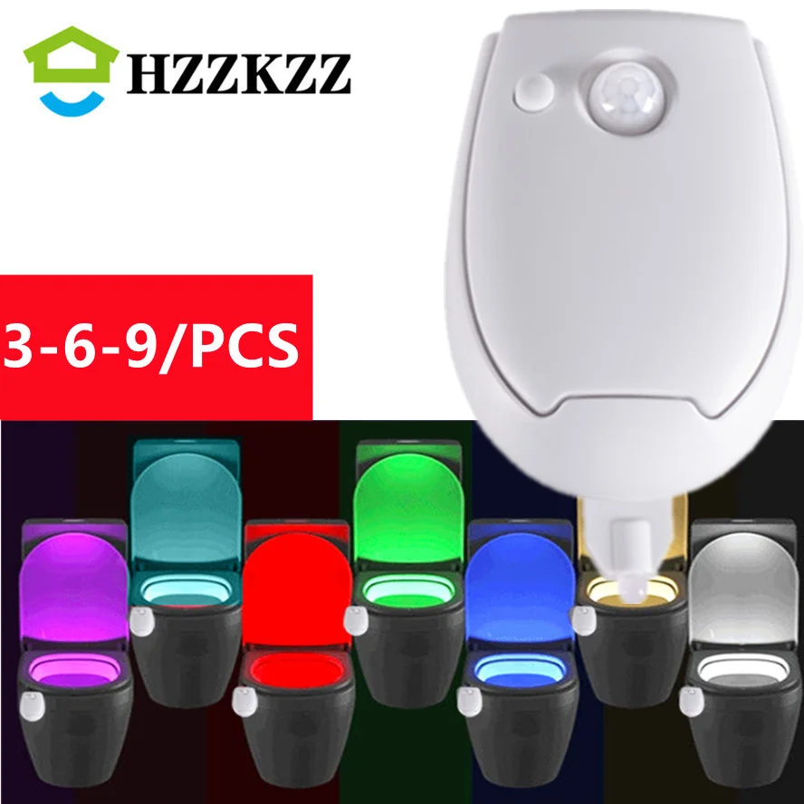 

LED Toilet Night Light PIR Motion Sensor Toilet Lights Washroom Night Lamp 8 Colors Toilet Bowl Lighting For Bathroom Washroom