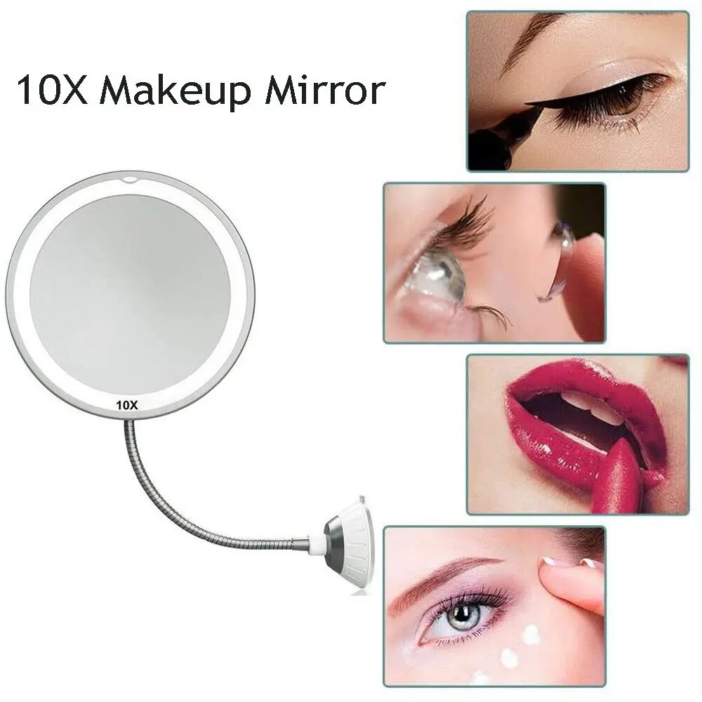 

HEALLOR Adjustable Suction Cup Magnifying LED Light Cosmetic Mirror 10X Makeup Mirror Bathroom Mirror LED Vanity Mirror