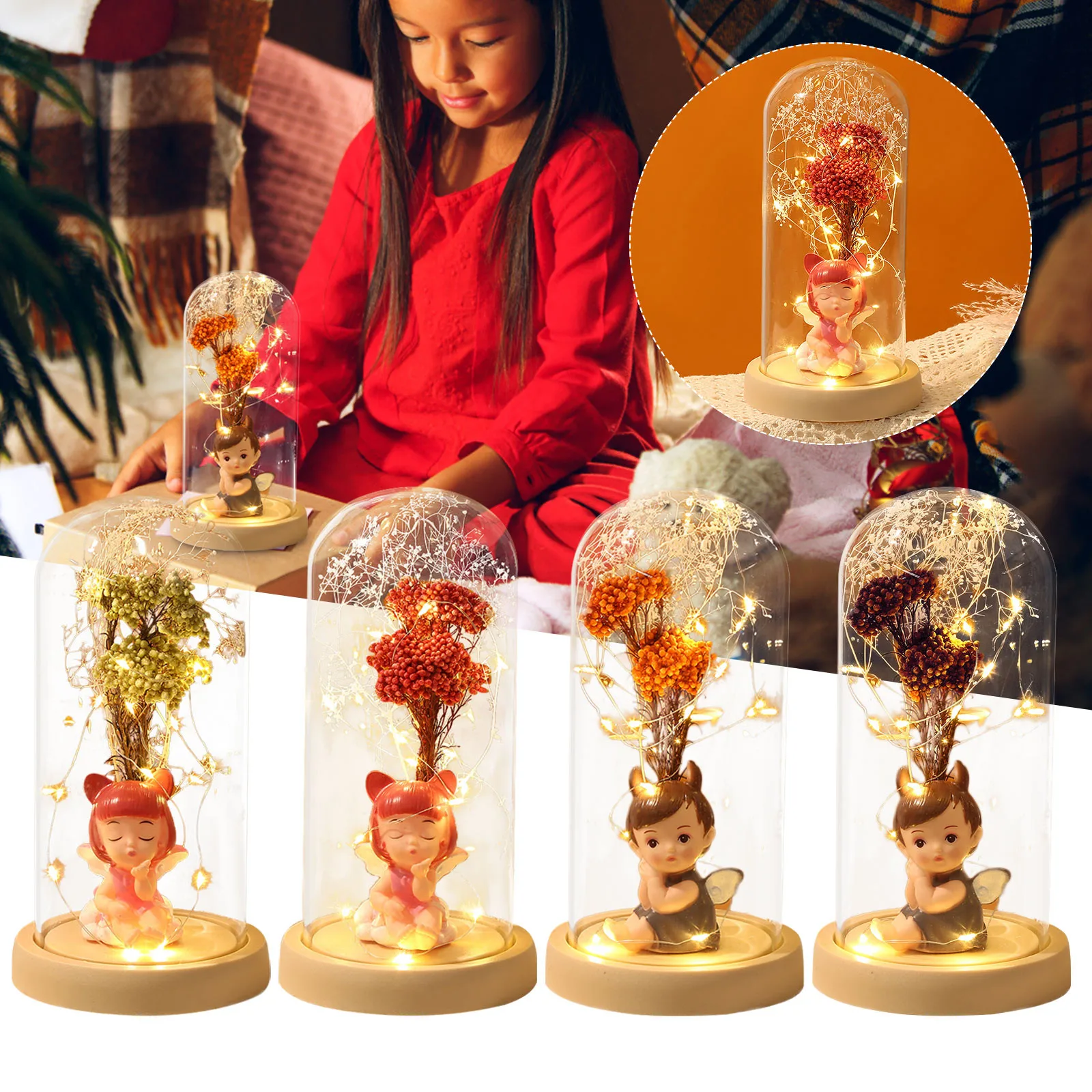 

Middle Finger Statue Resin Valentine's Day Gift Light UP Tree Dolls Decoration Glass Cover Ornaments Creative Postal Ornament