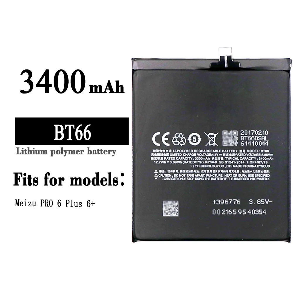 

BT66 Orginal Replacement Battery For Meizu PRO 6Plus BT 66 High Quality 3400mAh Mobile Phone Large Capacity Latest Batteries