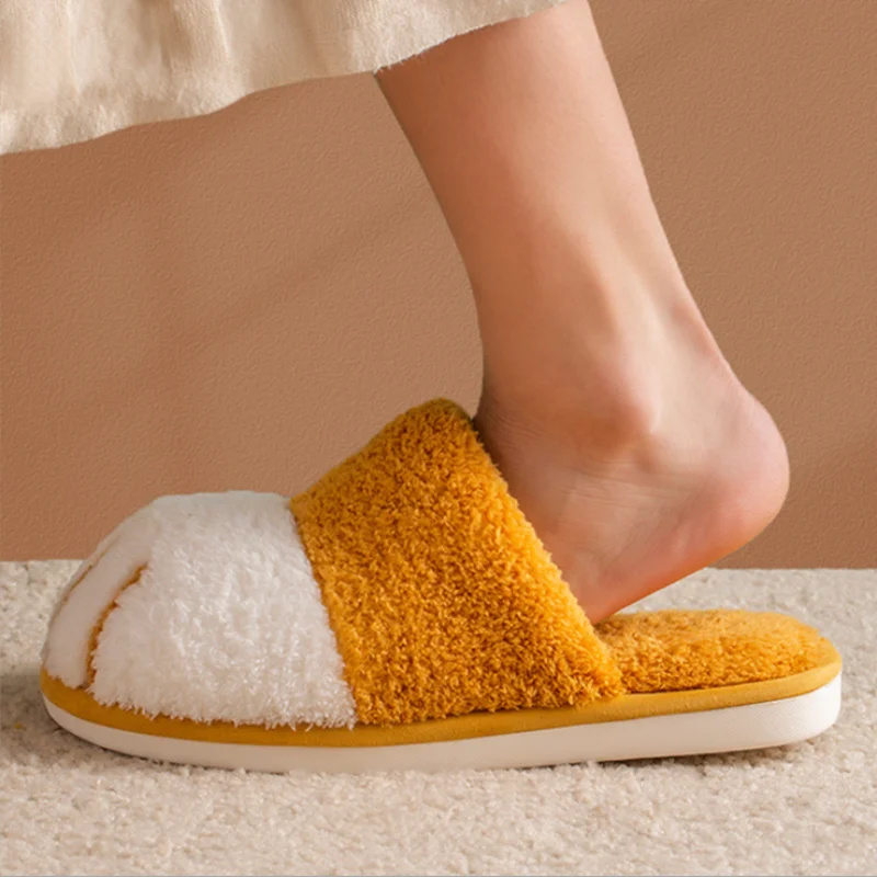 Chaussure Femme Winter House Cute Women Fur Slippers Bedroom Plush Shoes Fluffy Pantuflas Sapatos Zapatillas De Casa Mujer
