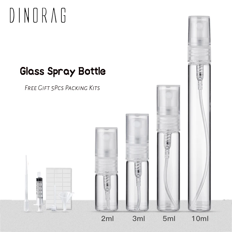 

5pcs 2ML 3ML 5ML 10ML Clear Mini Perfume Glass Bottle Spray bottle Empty Cosmetics Sample Test Tube Bottle Dispenser Tools