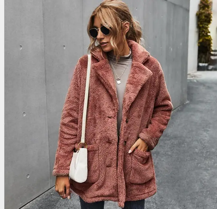 

2022 Fashion Warm Thickened Plush Polo Jacket Cardigan Women's Wear Winter Jacket Women coats