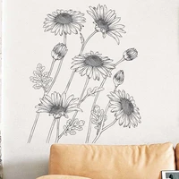 hand painted sketch style sunflower pvc wall stickers for home living room decor kids bedroom flower floral decals wall posters