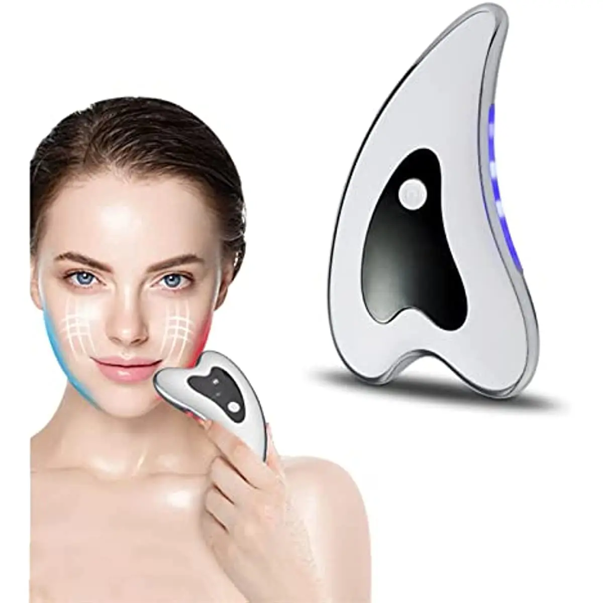 Electric Gua Sha Facial Tool Face Scraping Massager Stainless Steel Guasha Scraping Massage Tool Lymphatic for Face Neck Body