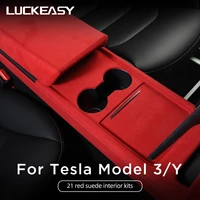 for tesla model 3 y 2022 interior supplies door armrest central control instrument suede suede anti dirty pad for car model3
