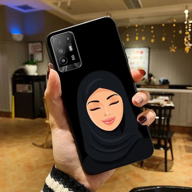 Hijab Girl Muslim Islamic Gril Eyes Arabic Phone cover For OPPO A74 A94 A3S A5S A9 A12 A15S A52 A53S A72 A73 2020 A91 5G Cases images - 6