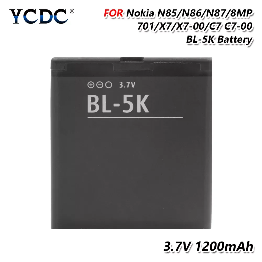 

2022New 3.7V 1200MAh Rechargeable Lithium BL-5K BL 5K BL5K Mobile Phone Battery For Nokia N85 N86 8MP N87 2610S 701 Oro X7 C7-00