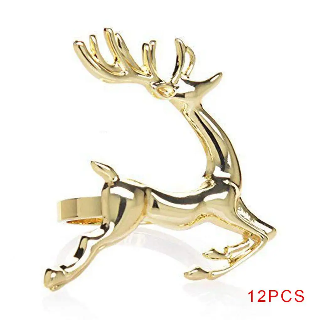 

12pcs Animal Napkin Rings Christmas Holidays Wedding Parties Dinners Decorative Napkin Buckle New Year Xmas Napkin Decor