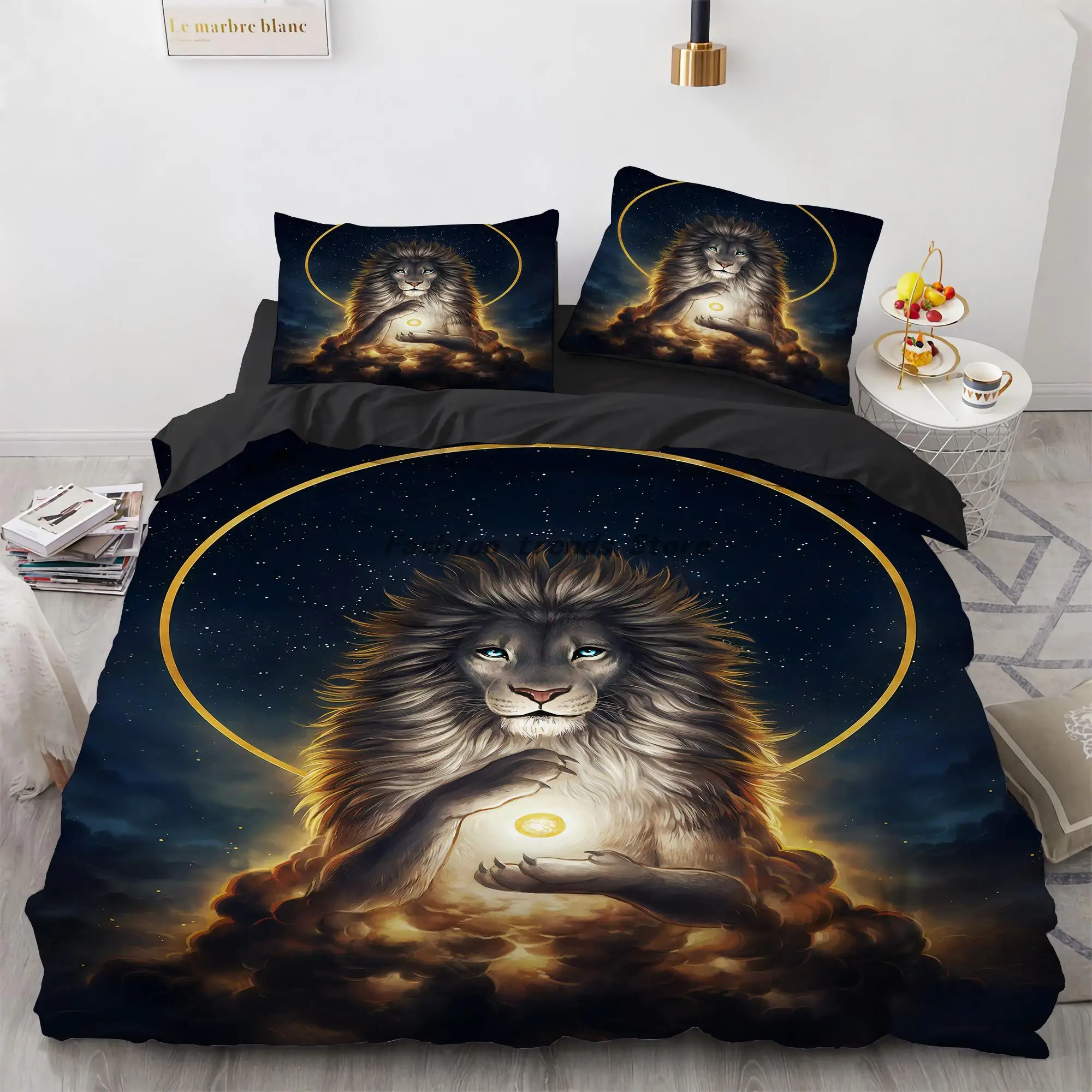 

Lion Bedding Set Animal Duvet Cover Set Quality Comforter Cover Soft Microfiber Bed Cover for Teen Young Man Decoration Room