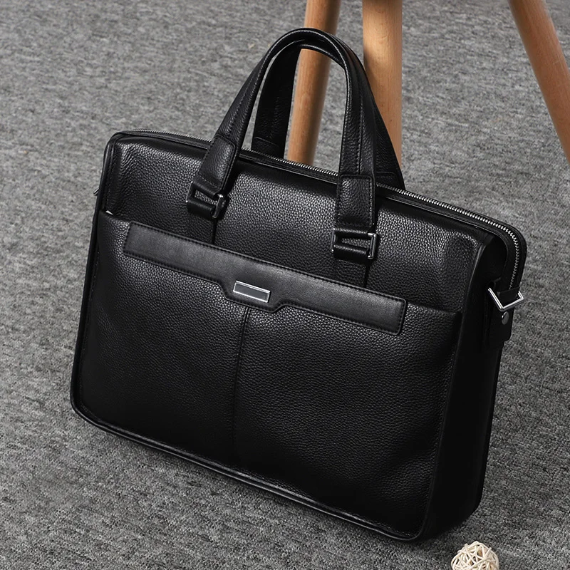 AETOO  Men's Computer Bag 15.6 "briefcase Leather men's baotou layer cowhide handbag Men's Business bag One shoulder cross-body
