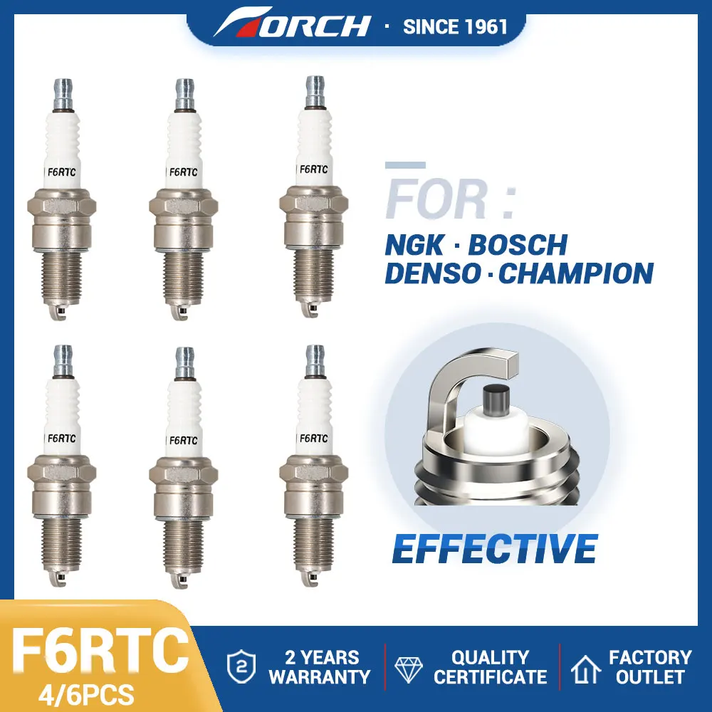 4-6PCS TORCH F6RTC Свечи Замена для FIAT 5984036 7554444 MAZDA 1690-18-110 HONDA 89839-99010 NISSAN 22401-W9816 B2401-V1416