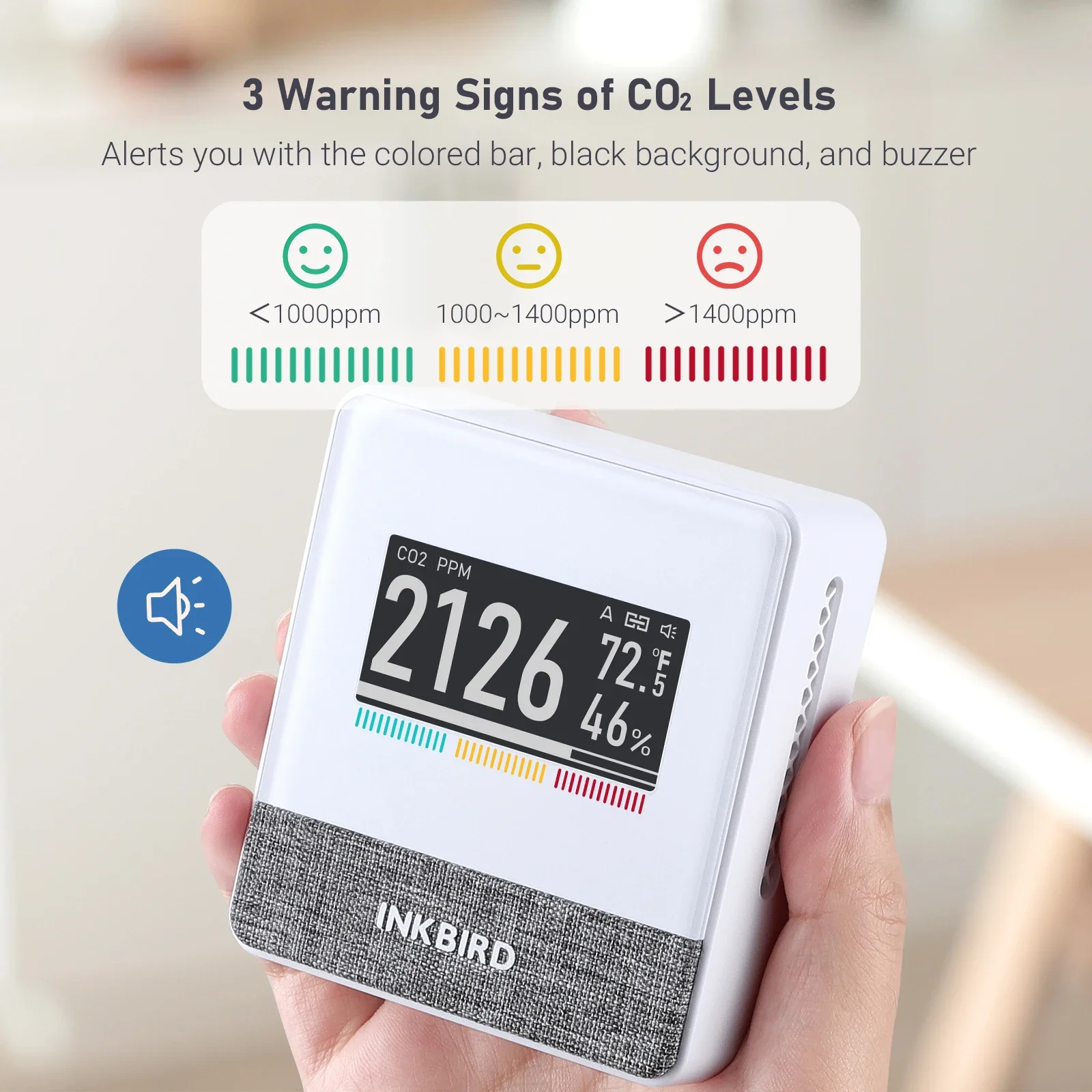 Фото Монитор качества воздуха INKBIRD IAM-T1 4-в-1: CO2, температура, влажность, давление воздуха №5