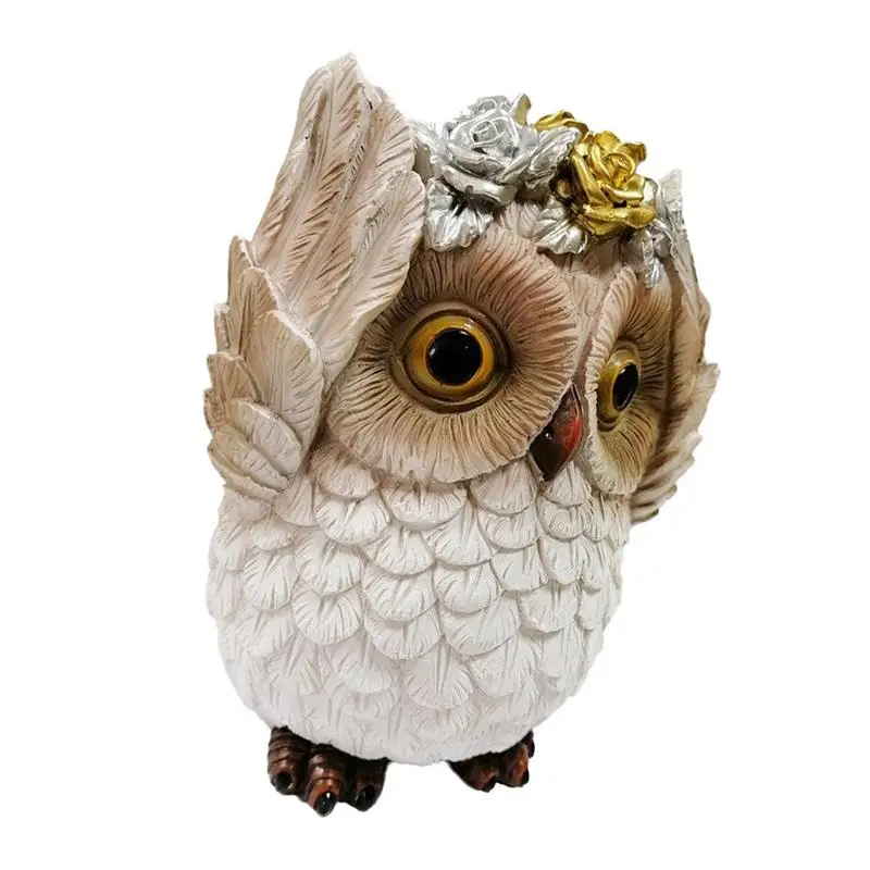 

Fake Owl Sculpture Cute Cartoon Resin Animal Decors Hand Written Decorations For Offices Desktop Home Bedroom Bars