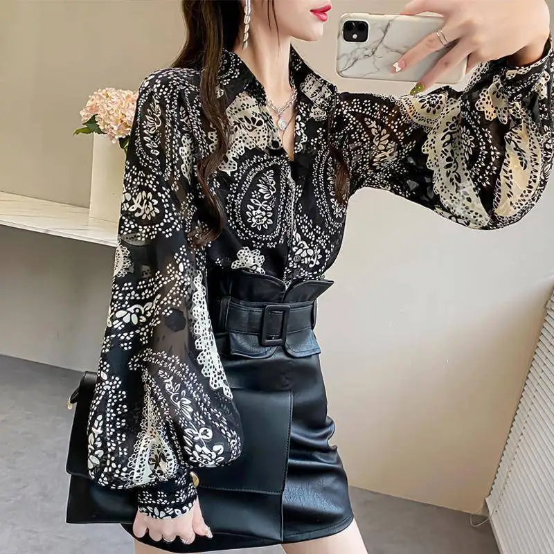 

Embroidered Shirt, Lantern Sleeve Chiffon Shirt, Women's Summer 2022 Jacket, Long Sleeve Top Women Oversize Puff Sleeve Top