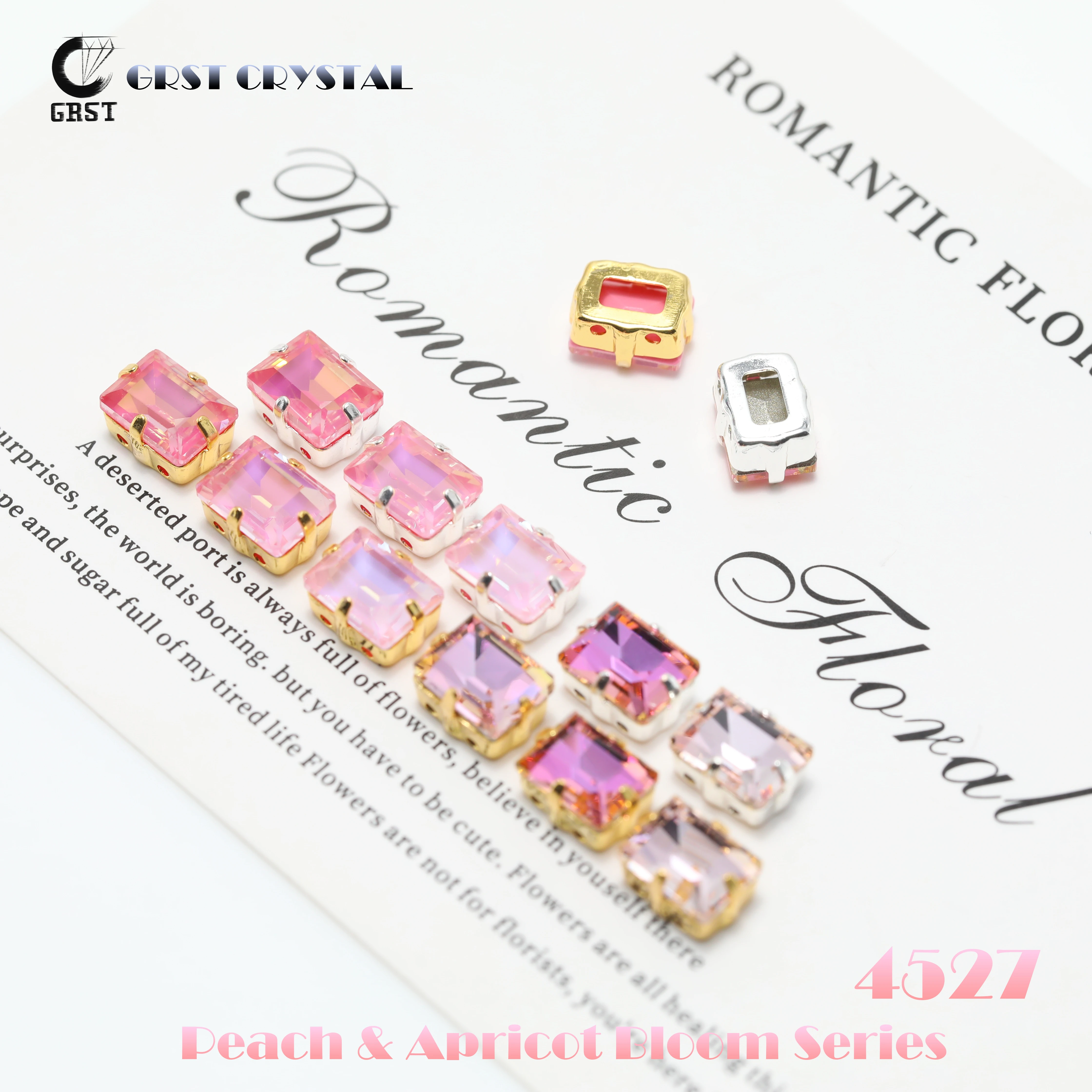 Фото Блестящие кристаллы 4527 с огранкой Step Cut, стразы в оправе, серия Peach Apricot Bloom, для сумок, обуви, свадебных платьев, товары для рукоделия №1
