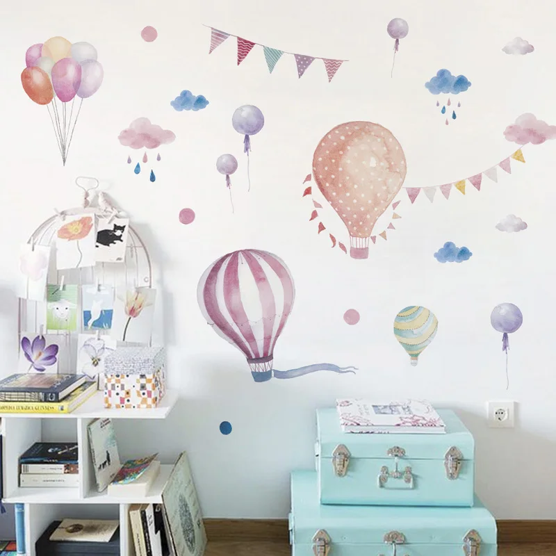 

Cartoon Balloon Hot Air Balloon Wall Sticker For Baby Rooms Decorations Home Wallpaper Nursery Mural Kids Room Stickers