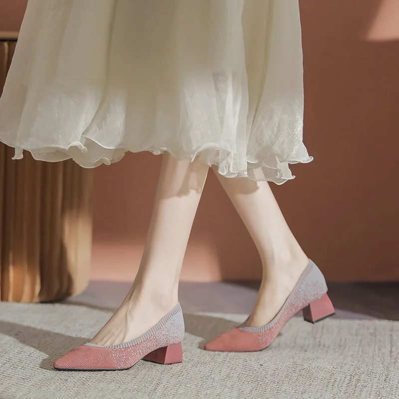 Женские туфли на одинарной платформе новинка 2023 года универсальные вязаные