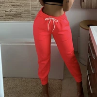 casual solid sport long pants high waist running gym stretch trousers loose drawstring joggers sweatpants cotton trousers 2021